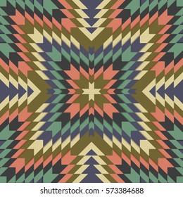 Seamless tribal pattern, geometrical ornament in ethno syle, ethnic hipster backdrop, vintage fashion design background