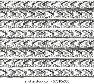 Seamless tribal pattern with grunge effect. Hand drawn background. EPS10 vector illustration in linocut style.