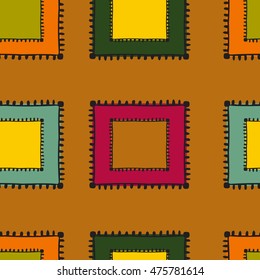 Seamless tribal pattern. Hand drawn colorful background. Abstract doodle geometric print. Can be used for wallpaper, cloth design, fabric, paper, cover, textile. EPS 8