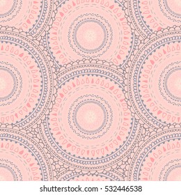 Seamless tribal pattern. Hand drawn colorful background. Abstract doodle geometric print. Circle of the lines. Mandala. Zentangl. Can be used for wallpaper, cloth design, fabric, paper, cover, textile