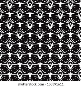 Seamless tribal pattern - hint man in painting