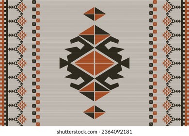 Seamless tribal vector pattern. with coarse yarn texture 