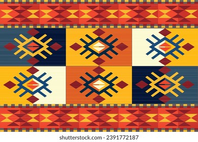 Seamless tribal vector pattern. with coarse yarn texture

