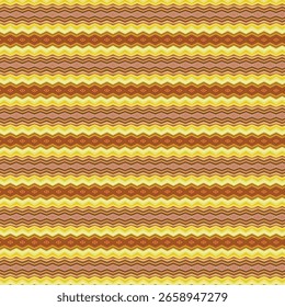 Nahtloses Zickzackmuster aus Stämmen in warmen Erdtönen, perfekt für textiles oder ethnisch inspiriertes Design. Abstrakt, Muster, Textil, Zickzack, nahtlos sind goldene Schlagwörter.