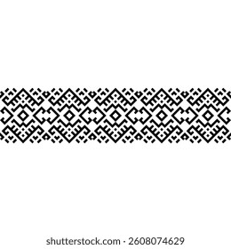 A seamless tribal-inspired geometric pattern with black and white horizontal symmetry, perfect for stylish prints, decorative art, and digital backgrounds.