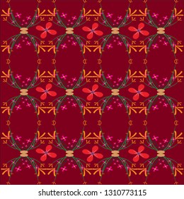 Seamless triple flower pattern in brown