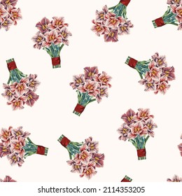 Seamless tropic floral pattern,  watercolor style tulip flower. Illustration design for fashion textile, texture, fabric, wallpaper, cover.