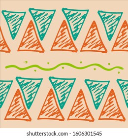 Seamless tropic vector pattern. Exotic with simple doodle design