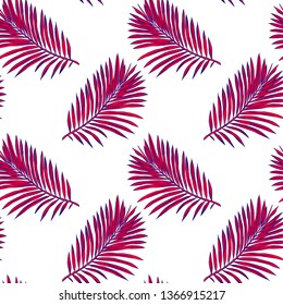 Seamless tropical background. Hand-drawn illustration of palm leaves. Background to create your design: packaging, invitations, greetings, textiles, wallpaper, etc. 