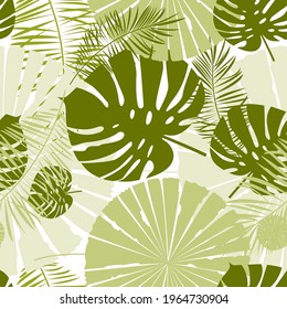 Seamless tropical exotic botanical pattern in a minimalist style. vector.