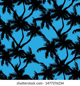 Seamless tropical exotic jungle palm leaves pattern. Jungle vector illustration.