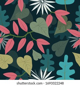 Ilustración vectorial de fondo de patrones florales tropicales sin fisuras para el diseño
