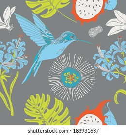 seamless tropical floral pattern background