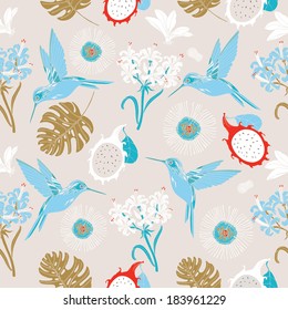 seamless tropical floral pattern background