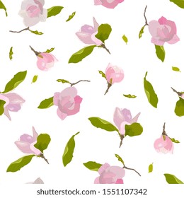 seamless tropical floral pattern with magnolia.Elegant background with pink flowers. For  gifts wrapping paper;textiles; packaging; fabric; wallpaper