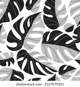 Nahtlose tropische Blumenmuster mit Palmblättern. Vektorgrafik