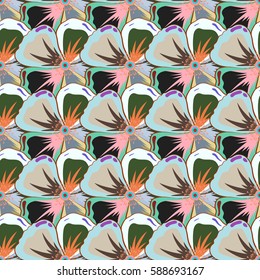 Seamless tropical flower, abstrat vector pattern background.