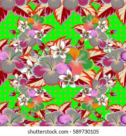 Seamless tropical flower, abstrat vector pattern background.