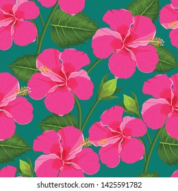 Seamless tropical flower. Blossom flowers for seamless pattern background. Vector illustration.
