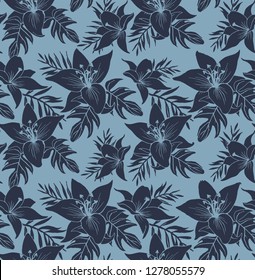 Seamless Tropical Flower Pattern