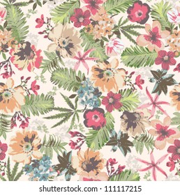 seamless tropical flower pattern on background