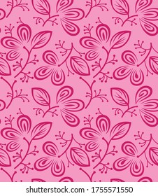 Seamless tropical flower pattern with polka dot and background