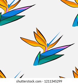 Seamless tropical flower pattern. (Vector illustration)