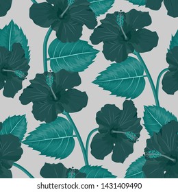 seamless tropical flower ,plant vector pattern background