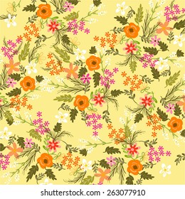 Seamless tropical flower ,plant vector pattern background.Traditional classic rose seamless pattern - For easy making seamless pattern use it for filling any contours.