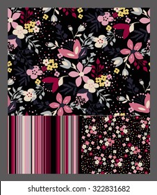 Seamless tropical flower ,plant vector pattern background.Flower set
