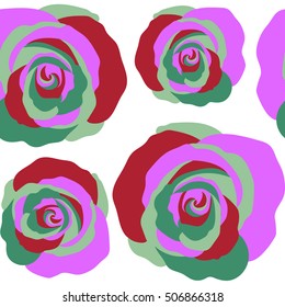 Seamless tropical flower. Rose seamless pattern background in violet colors, retro botanical style. Stylish flowers print.