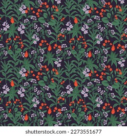 Patrón vectorial de flores tropicales sin foco