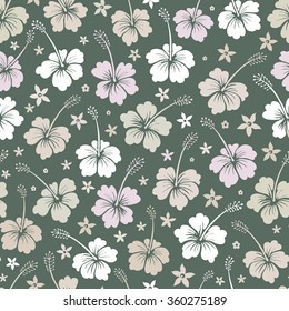  seamless tropical flowers vector pattern background