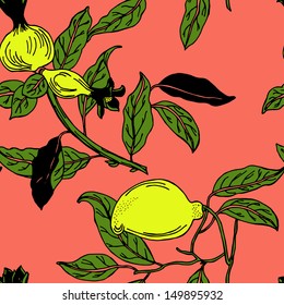 Seamless tropical fruit colorful pattern in vector 
