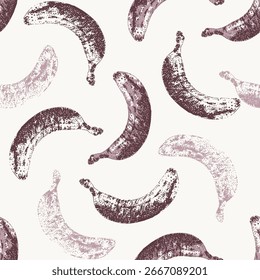 Patrón de frutas tropicales sin fisuras con plátanos. rosa de verano, patrón de fondo de textura de fruta de plátanos crema para textiles, Fondos de pantalla, fondos, vestido.