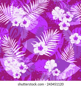 Seamless tropical jungle floral pattern.