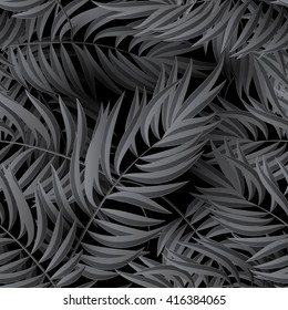 Seamless tropical jungle floral pattern with palm fronds. Vector illustration. 