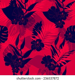 Seamless tropical jungle floral pattern.Modern background. 