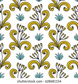 Seamless Tropical Jungle Palm Leaves Pattern.