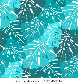 seamless tropical leaf pattern and background vector illustration