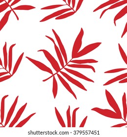 Seamless tropical leaf pattern. Vector illustration. White background.
