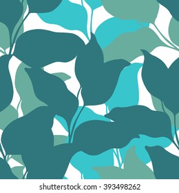 Seamless tropical leaf pattern. Vector illustration.
