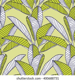 Seamless tropical leaf pattern. Vector illustration.