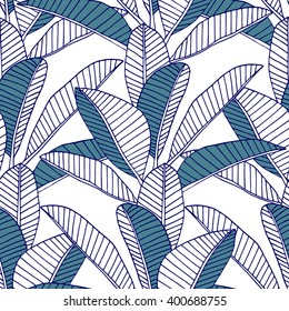 Seamless tropical leaf pattern. Vector illustration.