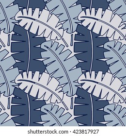 Seamless tropical leaf pattern. Vector illustration.