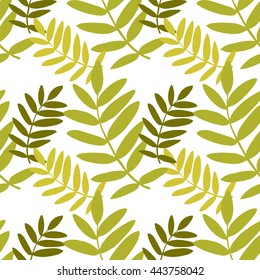 Seamless tropical leaf pattern. Vector illustration. Floral hand drawn elements.