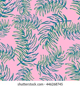 Seamless tropical leaf pattern. Vector illustration.