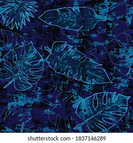 nahtlose tropische Blätter Vintage-Effekt und Linie inbegriffen, Check-Effekt-Hintergrund Moderne Printmuster Design für Teppich, Teppich, Schal, Kleidung, Schal, Stoff, Tapete, Umhüllung, Cover, Krawatte