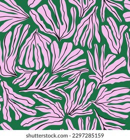 Seamless tropical leaves abstract pattern. Botanical creative floral texture. Vector illustration