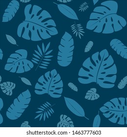 Seamless Tropical leaves collection. Vector isolated elements on the white background. shades of green. Vector illustration EPS10